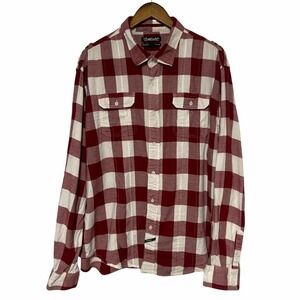 Ecko Unltd Men's 3XL Flannel Button Down Shirt Red White Plaid Long Sleeve